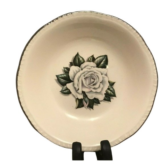 Homer Laughlin Rhythm White Rose China - Pair Berry / Dessert Bowls - 5.5" - Picture 4 of 10